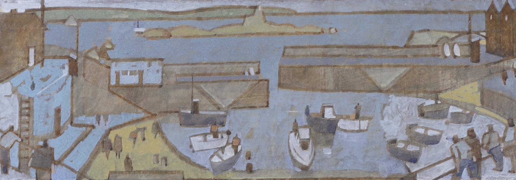 Wilfred Knox (1889-1966), watercolour, 'Unloading barges on the beach (Dutch Pinks)', signed, 26 x 36cm